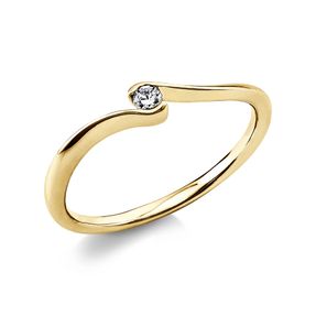 Solitär Ring Damenring aus 585 Gold Gelbgold mit Diamant Brillant 0,05 Ct.