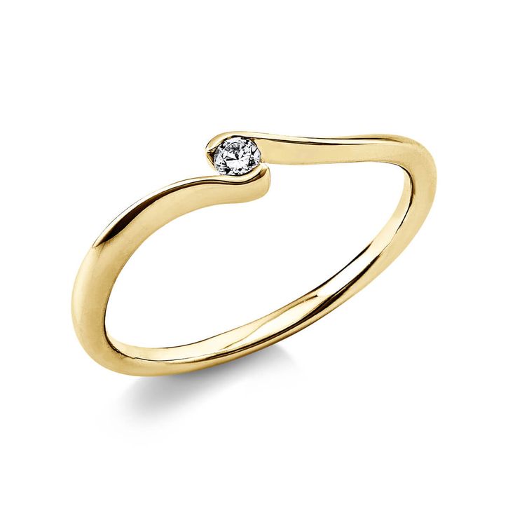 Solitär Ring aus 750 Gelbgold mit Brillant 0.05 Ct