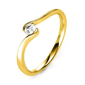 Solitär Ring Damenring aus 585 Gold Gelbgold mit Diamant Brillant 0,15 Ct.