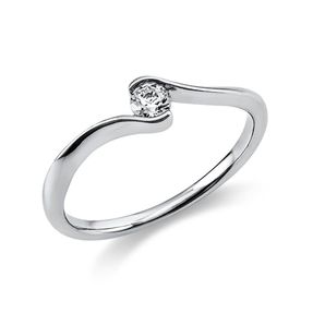 Solitär Ring Damenring aus 950 Platin mit Diamant Brillant 0,15 Ct.