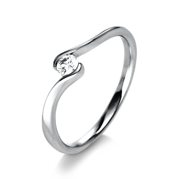 Solitär Ring aus 750 Weißgold mit Brillant 0.15 Ct