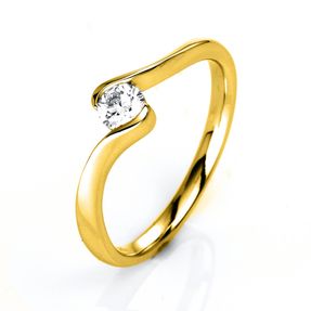 Solitär Ring Damenring aus 585 Gold Gelbgold mit Diamant Brillant 0,25 Ct.