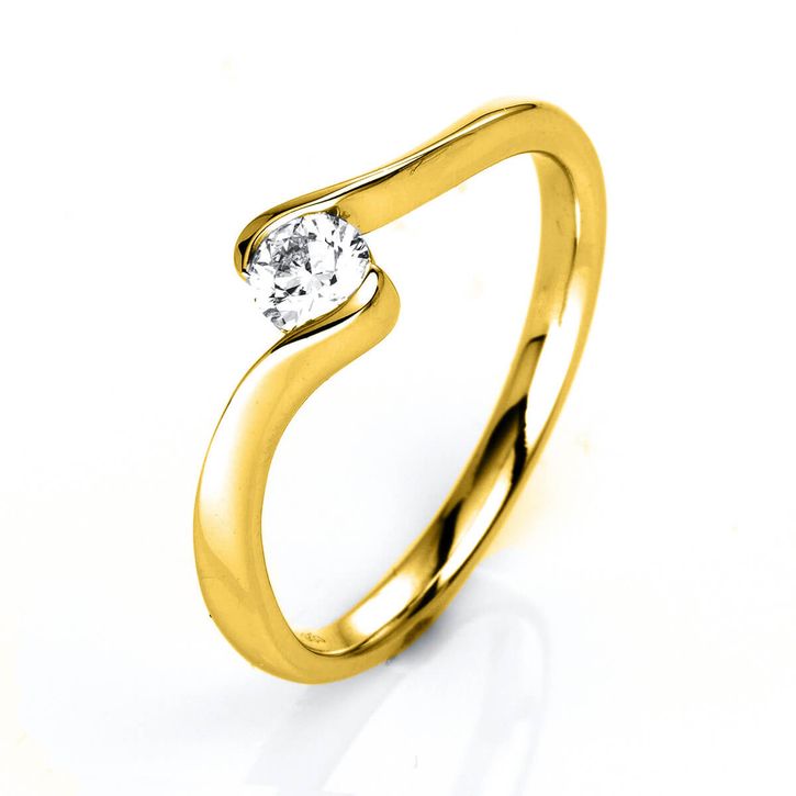 Solitär Ring aus 750 Gelbgold mit Brillant 0.25 Ct