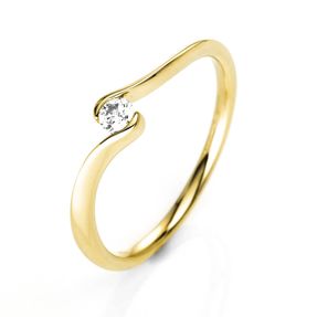 Solitär Ring Damenring aus 585 Gold Gelbgold mit Diamant Brillant 0,10 Ct.