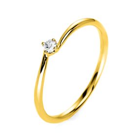 Solitär Ring Damenring 585 Gold Gelbgold mit Diamant Brillant 0,05 Ct 4er-Krappe