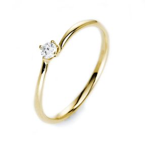 Solitär Ring Damenring 585 Gold Gelbgold Diamant Brillant 0,10 Ct. 4er-Krappe