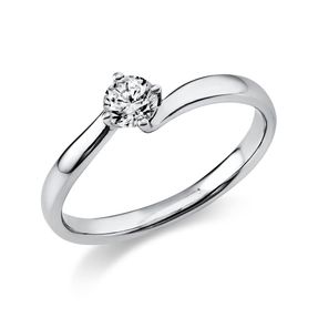 Solitär Ring Damenring aus 950 Platin mit Diamant Brillant 0,25 Ct 4er-Krappe