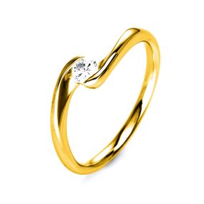 Solitär Ring Damenring aus 585 Gold Gelbgold mit Diamant Brillant 0,15 Ct.