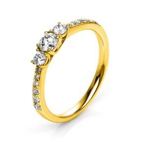 Ring Damenring aus 750 Gold Gelbgold mit 15 Diamanten Brillanten 0,58 Ct.