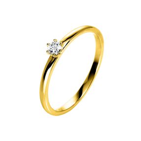 Solitär Ring Damenring 585 Gold Gelbgold Diamant Brillant 0,10 Ct. 6er-Krappe