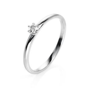 Solitär Ring Damenring aus 950 Platin mit Diamant Brillant 0,10 Ct. 6er-Krappe