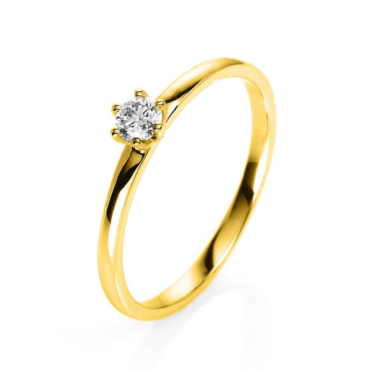 Solitär Ring aus 585 Gelbgold mit Brillant 0.15 Ct