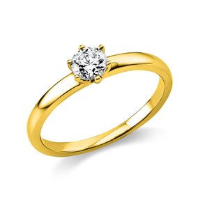 Solitär Ring Damenring 585 Gold Gelbgold Diamant Brillant 0,30 Ct. 6er-Krappe