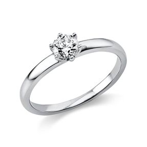 Solitär Ring Damenring aus 950 Platin mit Diamant Brillant 0,30 Ct. 6er-Krappe