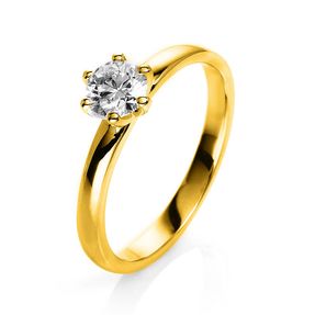 Solitär Ring Damenring 585 Gold Gelbgold Diamant Brillant 0,50 Ct. 6er-Krappe