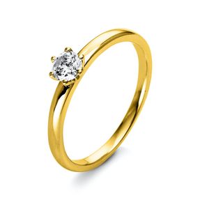 Solitär Ring Damenring 585 Gold Gelbgold Diamant Brillant 0,40 Ct. 6er-Krappe