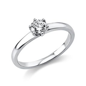 Solitär Ring Damenring aus 950 Platin mit Diamant Brillant 0,40 Ct. 6er-Krappe