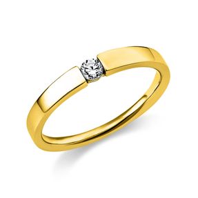 Solitär Ring Spannring aus 585 Gold Gelbgold mit Diamant Brillant 0,10 Ct.