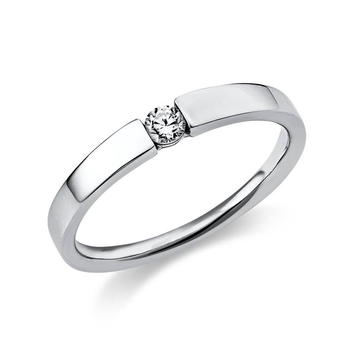 Solitär Ring aus 585 Weißgold mit Brillant 0.10 Ct