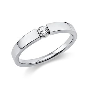 Solitär Ring Spannring aus 950 Platin mit Diamant Brillant 0,15 Ct.