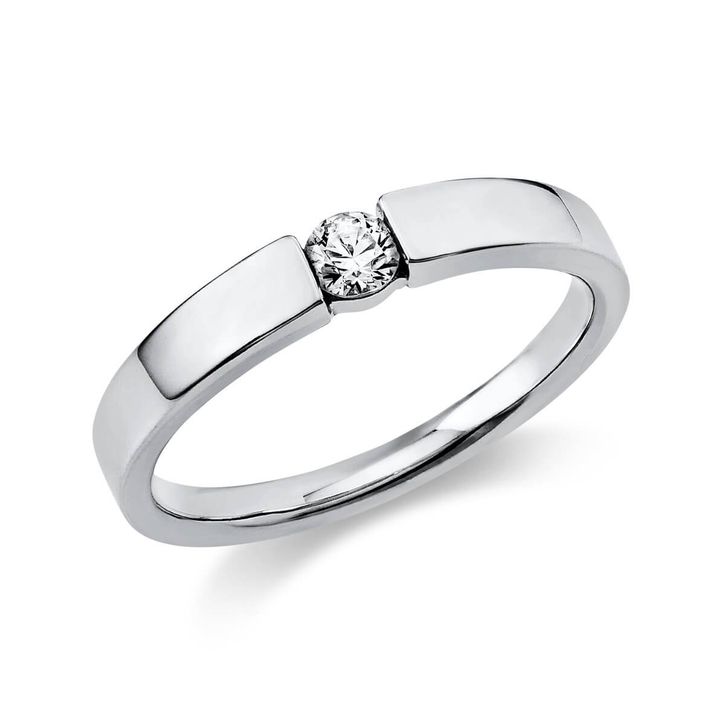 Solitär Ring aus 750 Weißgold mit Brillant 0.15 Ct