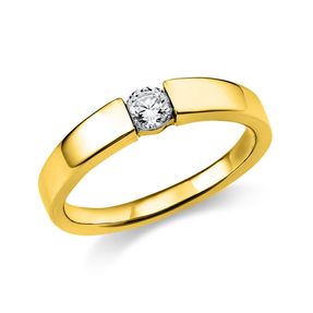 Solitär Ring Spannring aus 585 Gold Gelbgold mit Diamant Brillant 0,20 Ct.