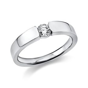 Solitär Ring Spannring aus 750 Gold Weißgold mit Diamant Brillant 0,25 Ct.