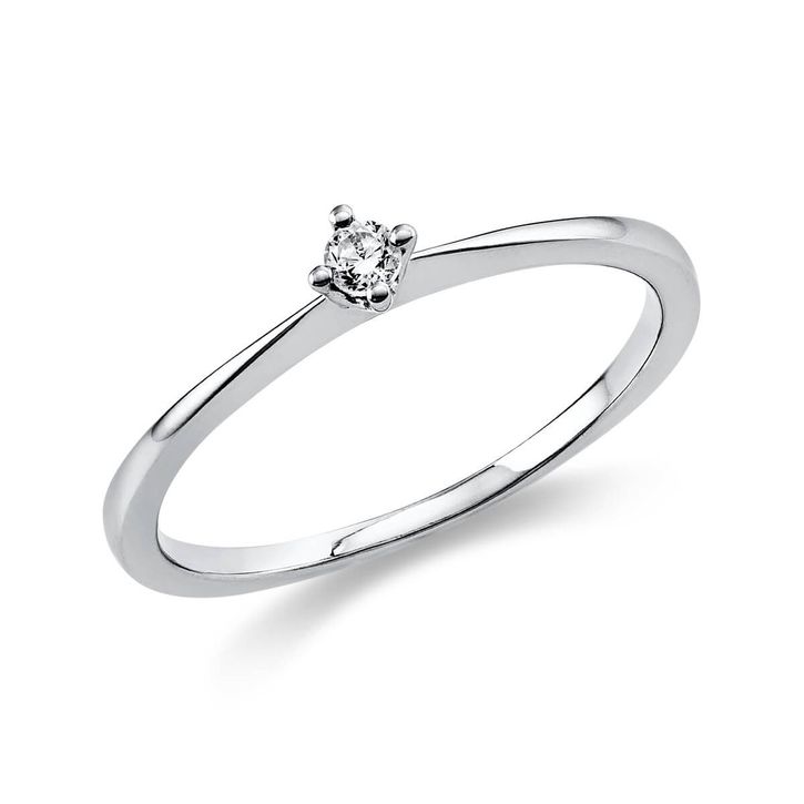 Solitär Ring aus 585 Weißgold mit Brillant 0.05 Ct