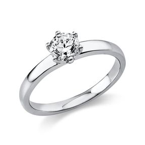 Solitär Ring Damenring aus 950 Platin mit Diamant Brillant 0,70 Ct. 6er-Krappe