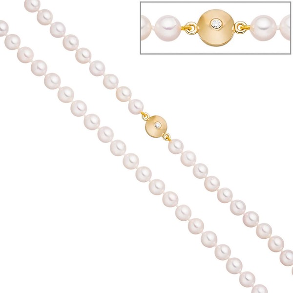 Kette mit Akoya Perlen Zirkonia 925 Silber 45cm