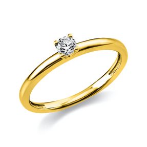 Solitär Ring Damenring 750 Gold Gelbgold mit Diamant Brillant 0,15 Ct 4er-Krappe