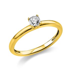 Solitär Ring Damenring 585 Gold Gelbgold Diamant Brillant 0,20 Ct. 4er-Krappe