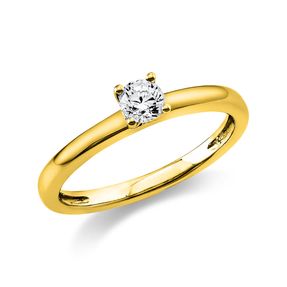 Solitär Ring Damenring 750 Gold Gelbgold mit Diamant Brillant 0,25 Ct 4er-Krappe