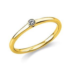 Solitär Ring Damenring aus 750 Gold Gelbgold mit Diamant Brillant 0,05 Ct. Zarge