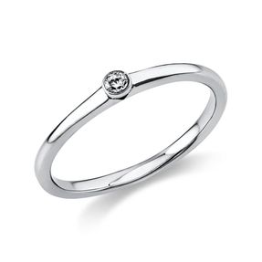 Solitär Ring Damenring aus 950 Platin mit Diamant Brillant 0,05 Ct. Zarge