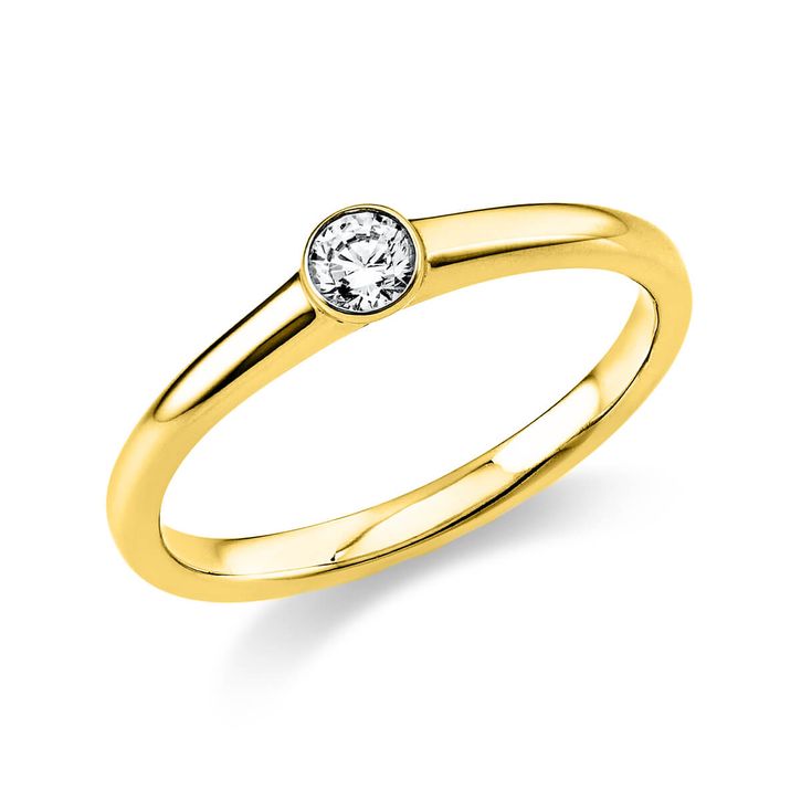 Solitär Ring aus 585 Gelbgold mit Brillant 0.15 Ct Zarge