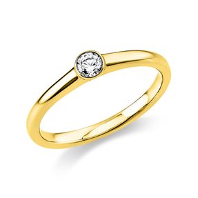 Solitär Ring Damenring aus 585 Gold Gelbgold mit Diamant Brillant 0,15 Ct. Zarge