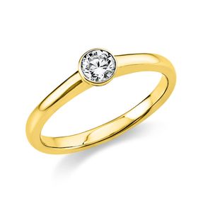 Solitär Ring Damenring aus 750 Gold Gelbgold mit Diamant Brillant 0,25 Ct. Zarge