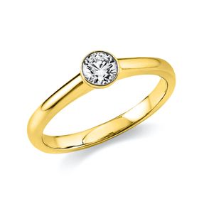 Solitär Ring 585 Gold Gelbgold Diamant Brillant 0,30 Ct. Zarge B: 2,5mm