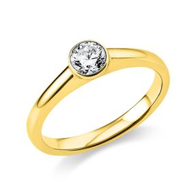 Solitär Ring Damenring aus 750 Gold Gelbgold mit Diamant Brillant 0,40 Ct. Zarge