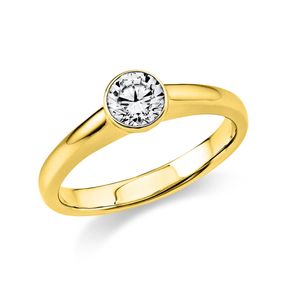 Solitär Ring Damenring aus 585 Gold Gelbgold mit Diamant Brillant 0,50 Ct. Zarge