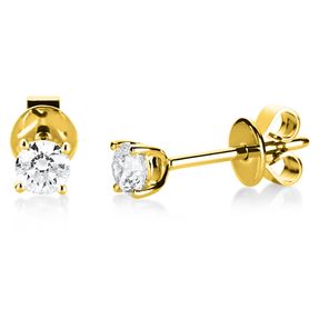 Ohrstecker aus 585 Gold Gelbgold mit 2 Diamanten Brillanten 0,20 Ct. 4er-Krappe