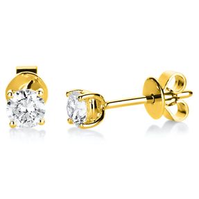 Ohrstecker 750 Gold Gelbgold 2 Diamanten Brillanten 0,50 Ct. 4er-Krappe Ø4,6mm