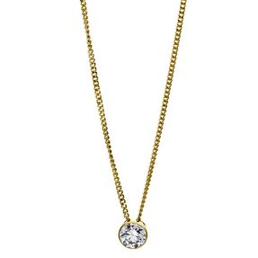 Solitär Collier Kette 750 Gold Gelbgold mit Brillant 0,25 Ct. Zarge L: 43cm