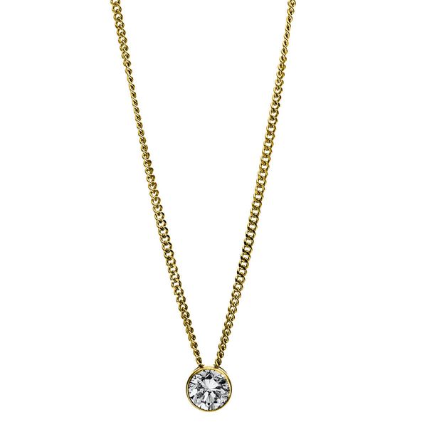 Solitär Collier aus 585 Gelbgold mit Brillant 0.20 Ct Zarge