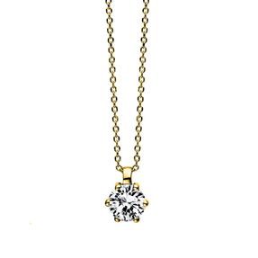 Solitär Collier Kette 750 Gold Gelbgold Brillant 0,25 Ct. L: 42cm, S: 0,7mm