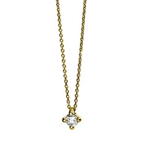 Solitär Collier Kette 585 Gelbgold Brillant 0,07 Ct. L: 42cm, B: 3,3mm, H: 4,2mm