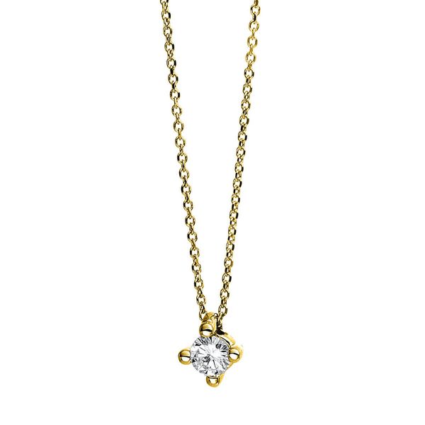 Solitär Collier aus 585 Gelbgold mit Brillant 0.10 Ct