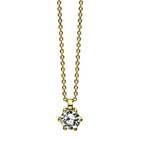 Solitär Collier Kette 585 Gold Gelbgold Brillant 0,20 Ct. L: 42cm, S: 0,7mm