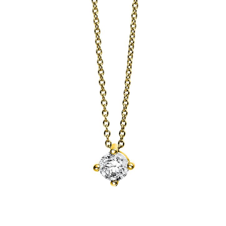 Solitär Collier aus 750 Gelbgold mit Brillant 0.40 Ct